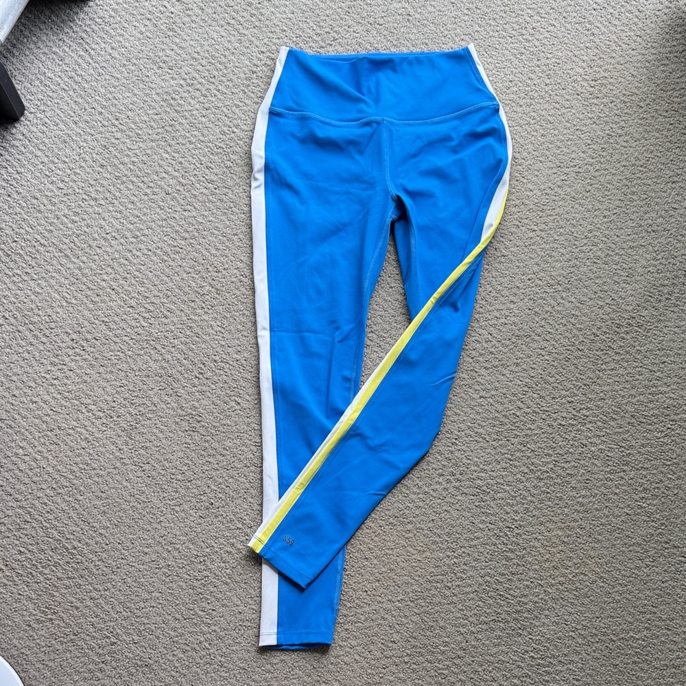 Splits59 Colorblock Leggings – Blue/White/Yellow, Size Large